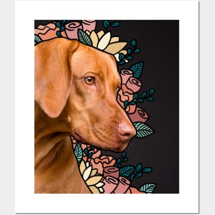 Weimaraner Photo Collage With Flowers and Roses Posters and Art